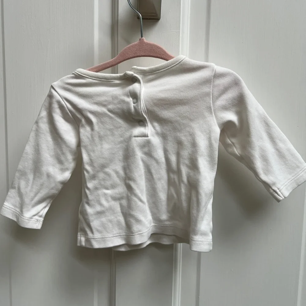 Gymboree 3-6M White and Red I Heart Mommy Penguin Long Sleeve Girls Top Blouse